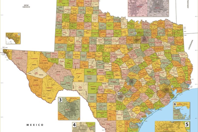 Texas Zip Code Map Printable