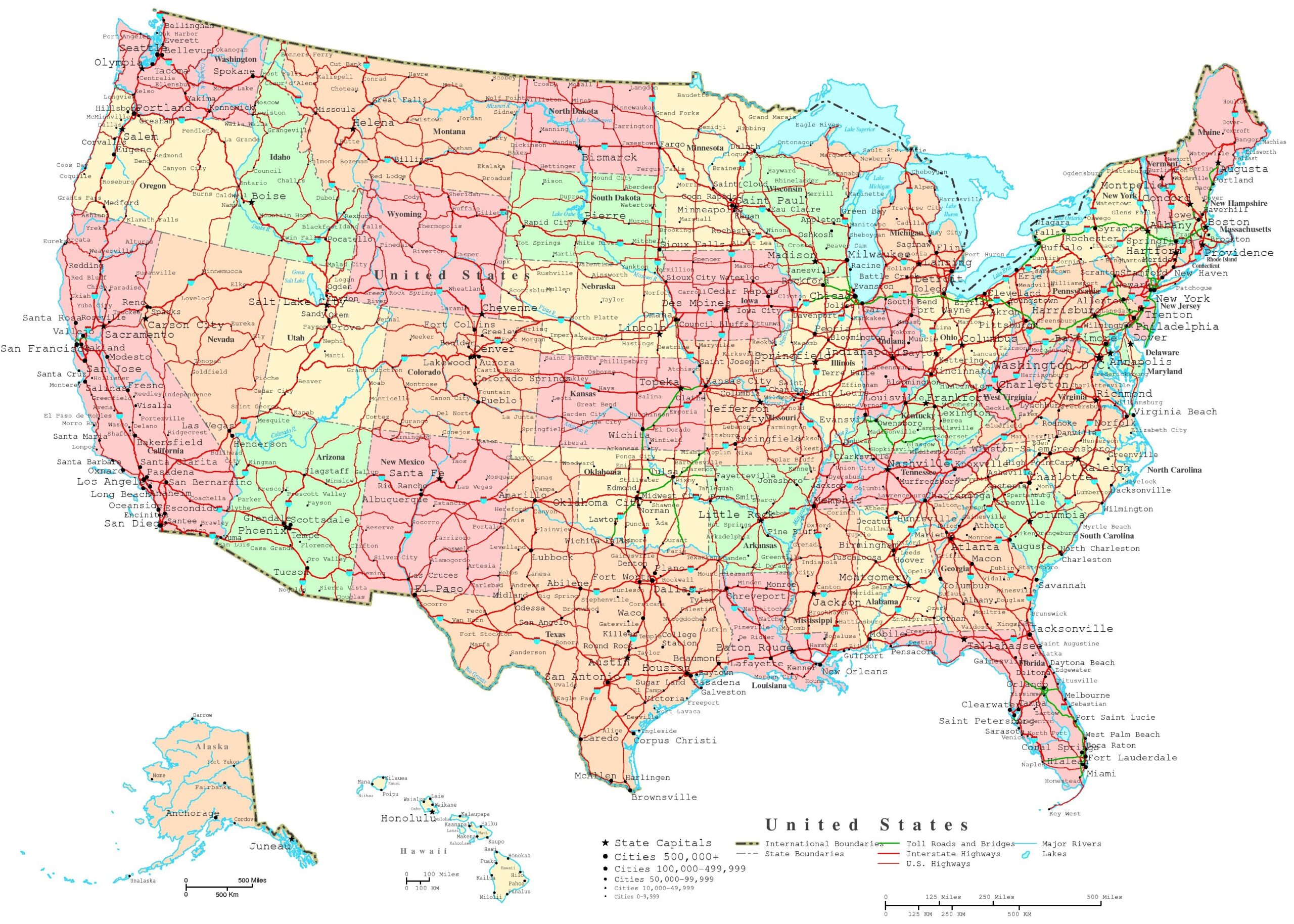 Map Of Usa Printable