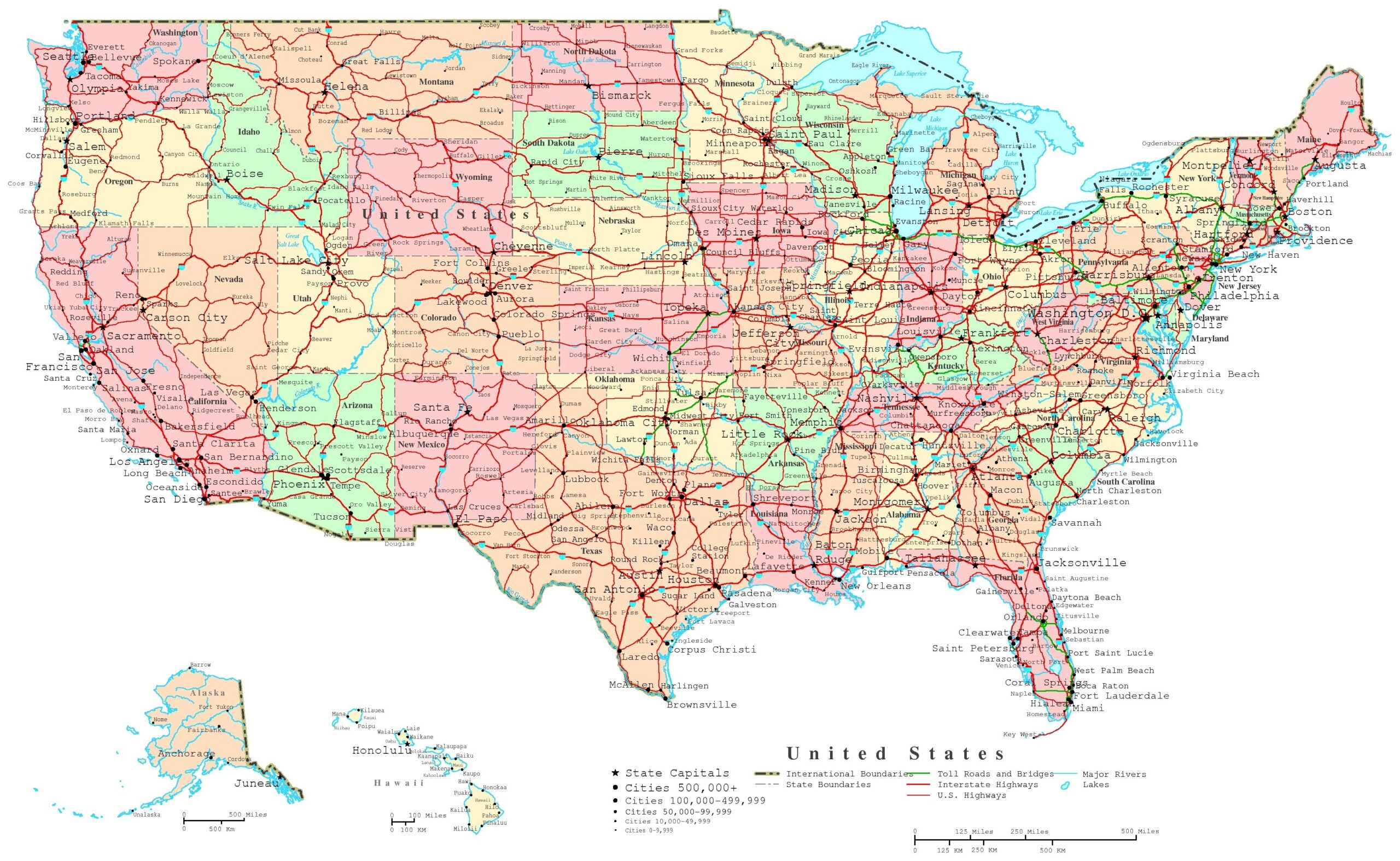 United States Of America Map Printable