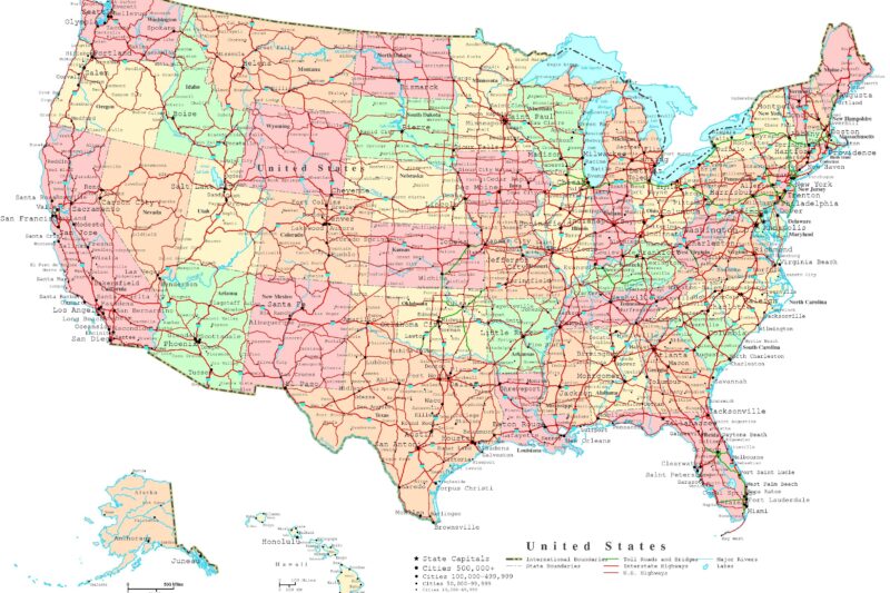 Printable Usa Map With Cities