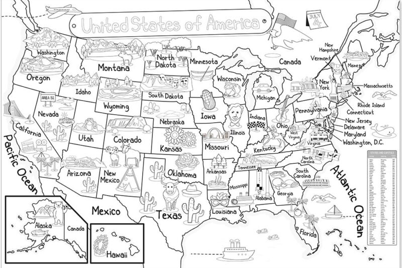 Printable Usa Map To Color