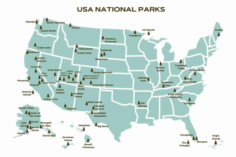 Us National Parks Map Printable
