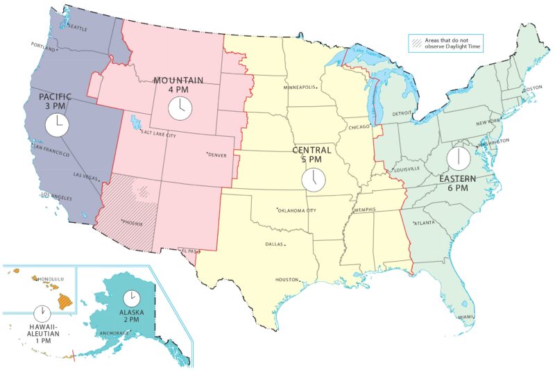 United States Time Zone Map Printable