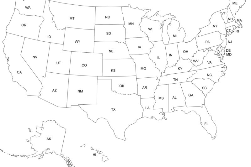 Outline Map Of The Usa Printable