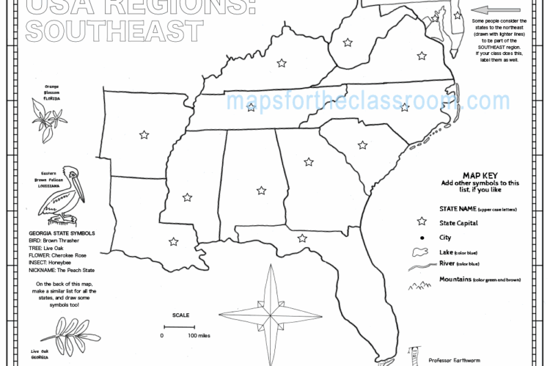 Southeast Region Printable Map