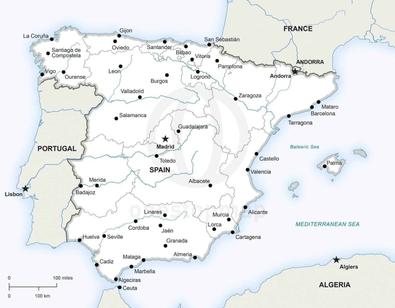 Vector Map Of Spain Political One Stop Map