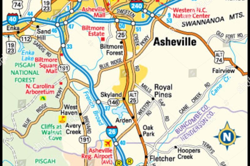 Printable Map Of Asheville Nc