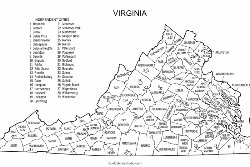Printable Virginia County Map