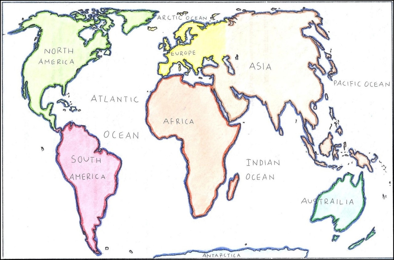 World Map Continents And Oceans Printable