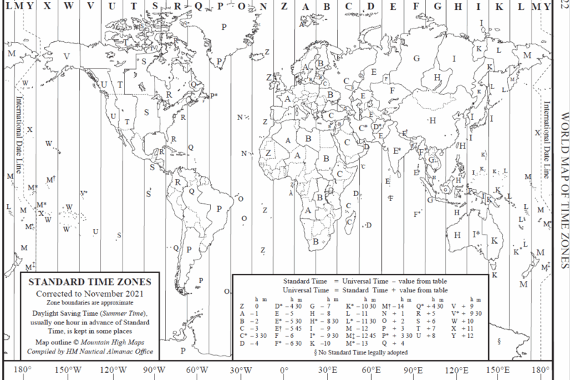 World Time Zone Map Printable