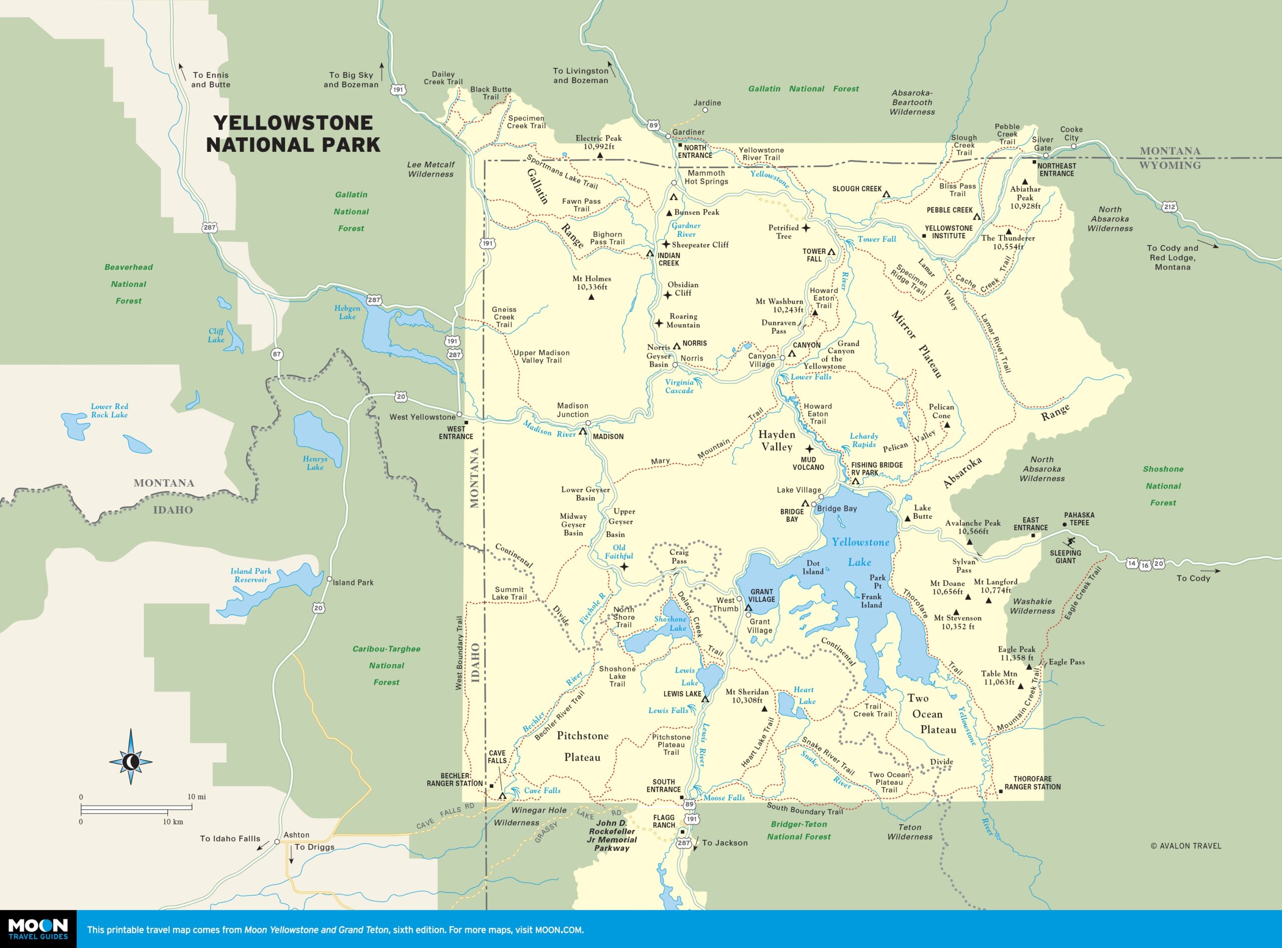 Printable Map Of Yellowstone